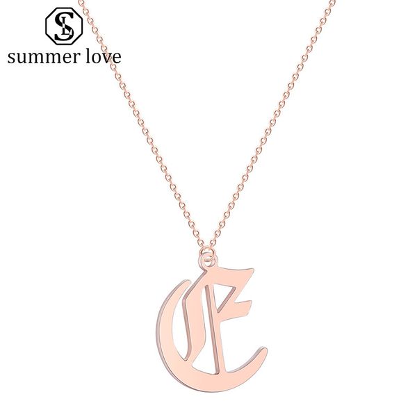 old english 26 initial letter stainless steel pendant chain necklace for women men a-z vintage font personalized necklace jewelry, Silver 
old english 26 initial letter stainless steel pendant chain necklace for women men a-z vintage font personalized necklace jewelry, Silver