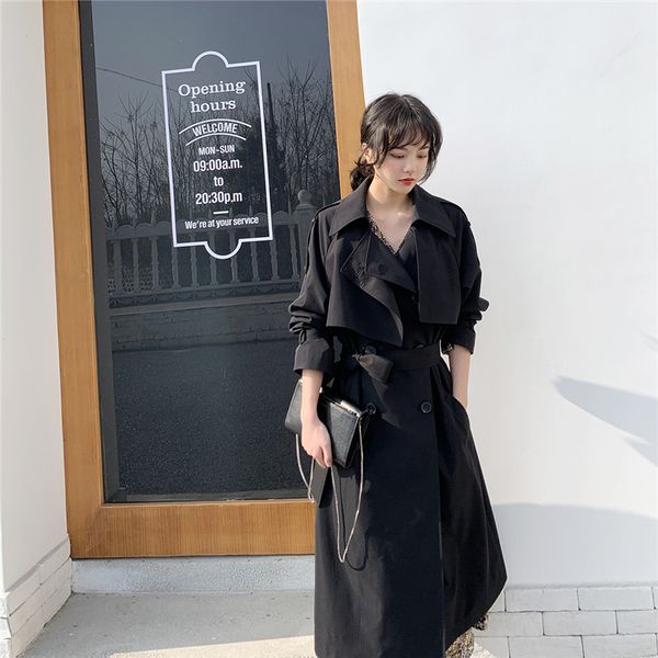 british black long trench coat female 2020 spring autumn women korean loose coat temperament windbreaker overcoats b397, Tan;black
british black long trench coat female 2020 spring autumn women korean loose coat temperament windbreaker overcoats b397, Tan;black