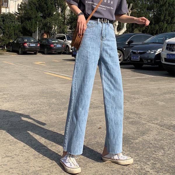 korean series jeans women's 2019 autumn high-waisted loose-fit wide-leg straight-leg pants women's slimming versatile fringed st, Blue
korean series jeans women's 2019 autumn high-waisted loose-fit wide-leg straight-leg pants women's slimming versatile fringed st, Blue