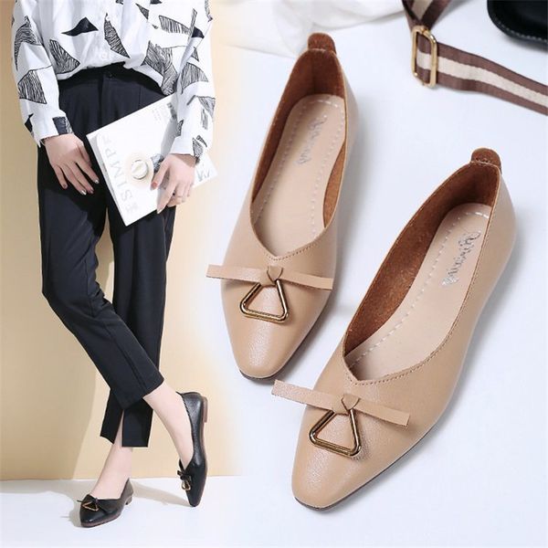 classic woman shoes soft leather authentic cowhide lazy shoes casual lady metal buckle dress boat beef tendon, Black
classic woman shoes soft leather authentic cowhide lazy shoes casual lady metal buckle dress boat beef tendon, Black