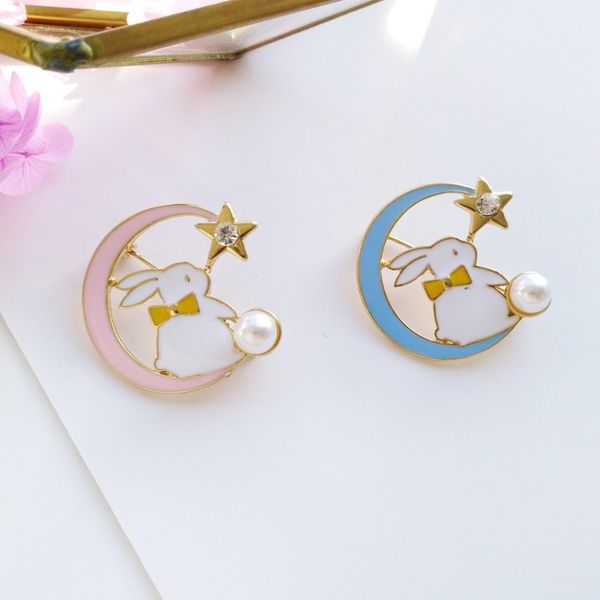 japan and south korea cute wind badge girl sprouting small white rabbit brooch temperament star moon elegant pearl accessories, Gray
japan and south korea cute wind badge girl sprouting small white rabbit brooch temperament star moon elegant pearl accessories, Gray