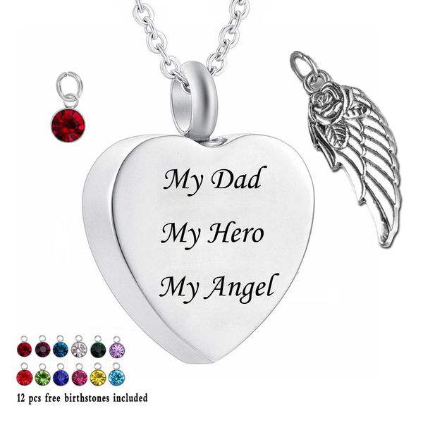 urn necklaces for ashes my dad my hero my angel cremation heart memorial pendant 12 piece birthstone and wings necklace, Silver
urn necklaces for ashes my dad my hero my angel cremation heart memorial pendant 12 piece birthstone and wings necklace, Silver