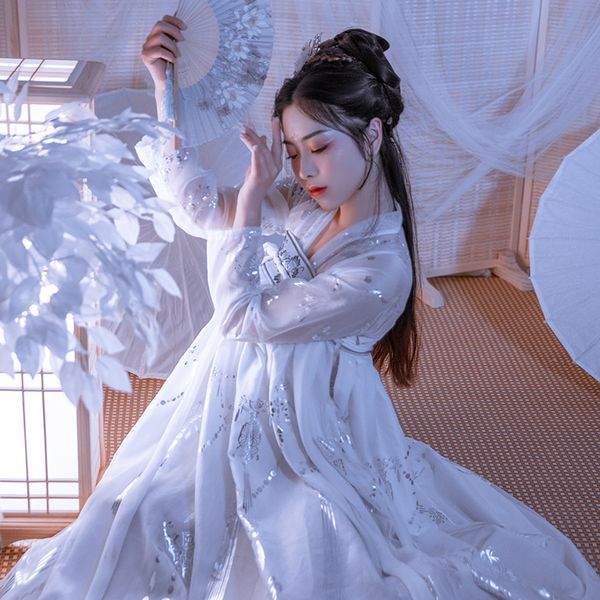 stage wear white hanfu women chinese traditional ancient fairy dress improved modern princess tang folk dance costume dl5343, Black;red
stage wear white hanfu women chinese traditional ancient fairy dress improved modern princess tang folk dance costume dl5343, Black;red