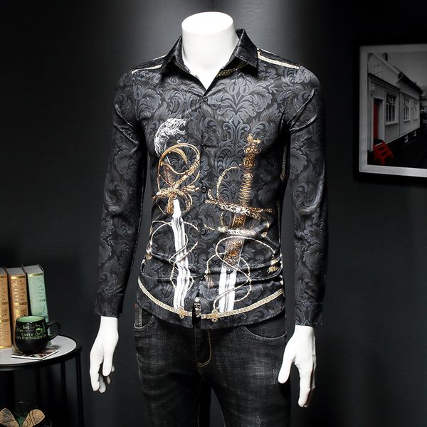 2020 youth -5xl code long-sleeved shirt tide fashion personality printing long-sleeved slim korean handsome shirt men, White;black
2020 youth -5xl code long-sleeved shirt tide fashion personality printing long-sleeved slim korean handsome shirt men, White;black