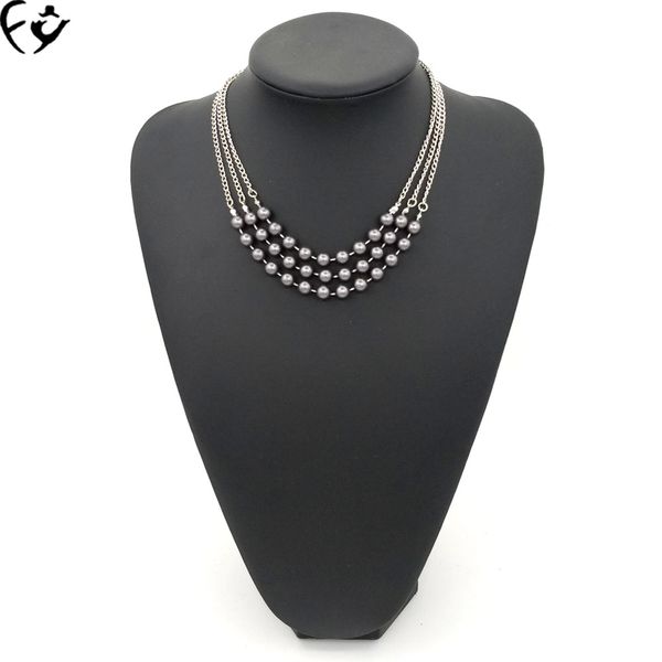 europe and the united states fashion three - layer beads handmade short necklace fy18120610, Silver
europe and the united states fashion three - layer beads handmade short necklace fy18120610, Silver