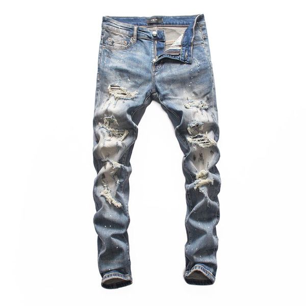 new 2020ss mens slim jeans skinny ripped denim pants with washed fog biker jeans luxury hole letter printing embroidery denim male clothing, Blue
new 2020ss mens slim jeans skinny ripped denim pants with washed fog biker jeans luxury hole letter printing embroidery denim male clothing, Blue