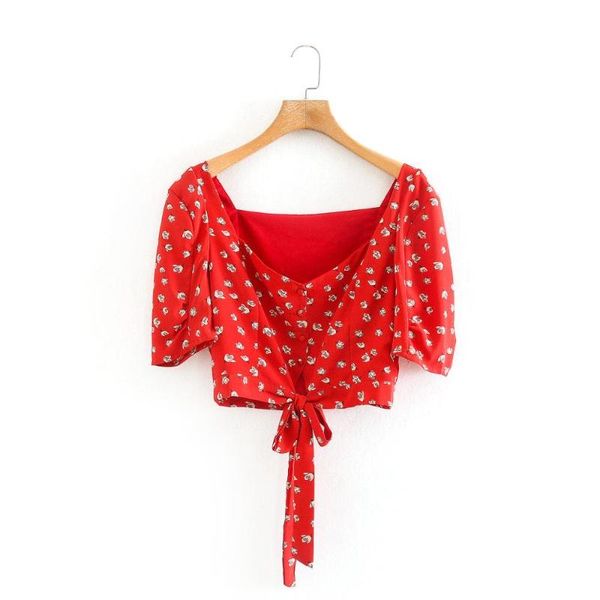 women's blouses & shirts 2021 women square collar flower print hem bow tied red blouse ladies short sleeve casual slim chic blusas ls6, White
women's blouses & shirts 2021 women square collar flower print hem bow tied red blouse ladies short sleeve casual slim chic blusas ls6, White