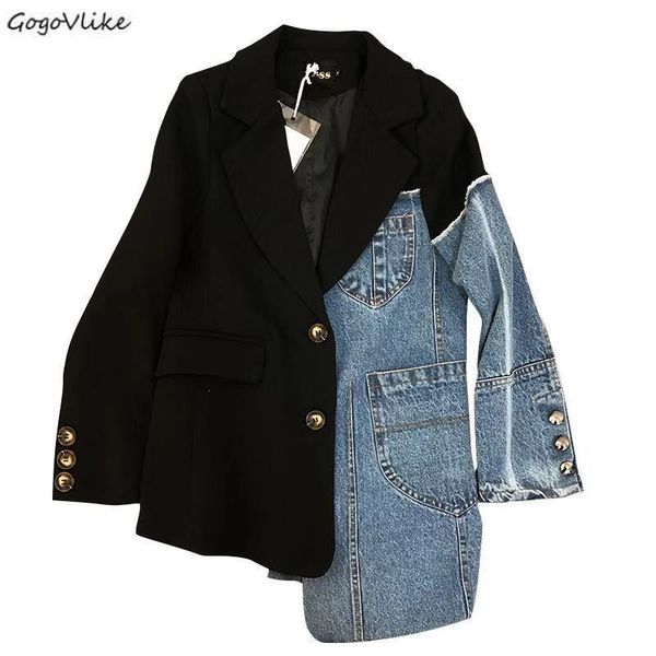 women jacket denim jacket for women blazer jean suit blazer coat long sleeve asymmetrical striped 2020 spring lt480s30, White;black
women jacket denim jacket for women blazer jean suit blazer coat long sleeve asymmetrical striped 2020 spring lt480s30, White;black