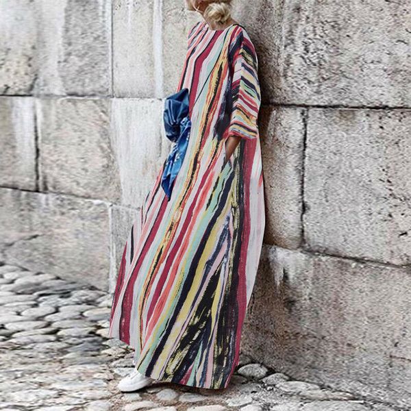 summer dress 2019 fashion women casual plus size multicolor stripe kaftan lady loose linen long maxi dress vestidos de festa 38, Black;gray
summer dress 2019 fashion women casual plus size multicolor stripe kaftan lady loose linen long maxi dress vestidos de festa 38, Black;gray
