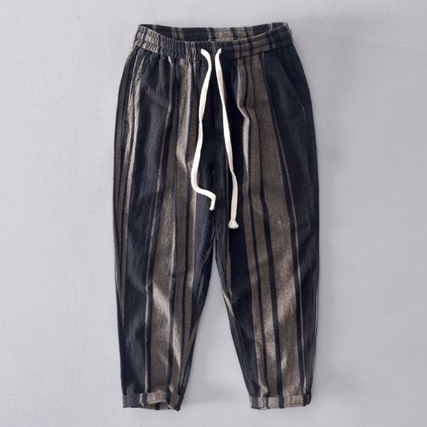 men's loose cotton linen harem pants striped trousers casual slim leg pencil pants men elastic waist male fashion pt-390, Black
men's loose cotton linen harem pants striped trousers casual slim leg pencil pants men elastic waist male fashion pt-390, Black
