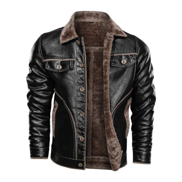 men's fur & faux bomber jacket men clothing inside warm winter autumn leather coat plus size bottom down motorcycle drop, Black
men's fur & faux bomber jacket men clothing inside warm winter autumn leather coat plus size bottom down motorcycle drop, Black