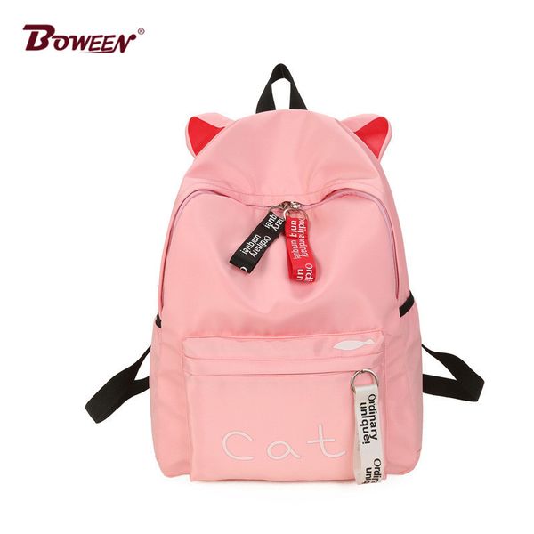 preppy style women pink backpack for girls school bags teenage high school back pack nylon printing back bag female bagpack