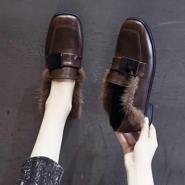 loafers fur square toe winter shoes women autumn oxfords women's all-match casual female sneakers slip-on fall leather on heels, Black
loafers fur square toe winter shoes women autumn oxfords women's all-match casual female sneakers slip-on fall leather on heels, Black