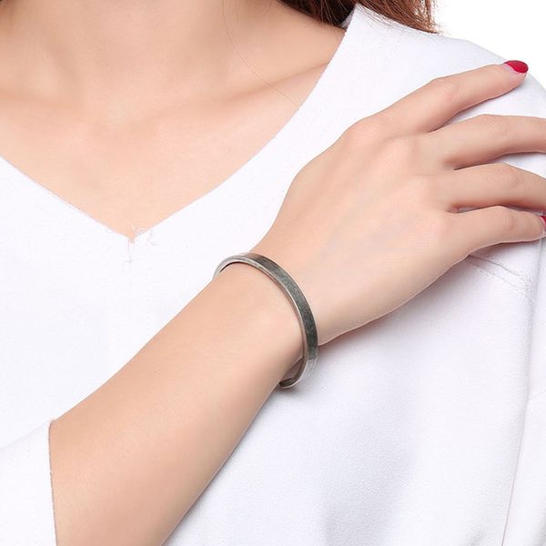 stainless steel retro silver classic bracelet ladies men's open personality simple wind bracelet jewelry couple accessories, Black
stainless steel retro silver classic bracelet ladies men's open personality simple wind bracelet jewelry couple accessories, Black