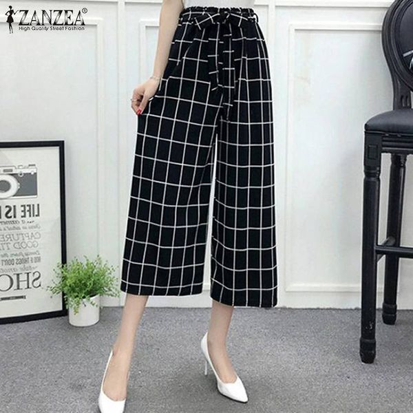 2019 zanzea elegant check wide leg pants women's summer trousers vintage elastic waist casual long pant female casual pantalon, Black;white
2019 zanzea elegant check wide leg pants women's summer trousers vintage elastic waist casual long pant female casual pantalon, Black;white