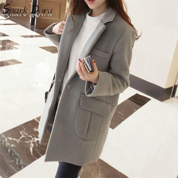 sparkdora 2019 new winter woman long coat fashion solid lapel collar woolen coats female slim fit single button outerwear plus, Black
sparkdora 2019 new winter woman long coat fashion solid lapel collar woolen coats female slim fit single button outerwear plus, Black