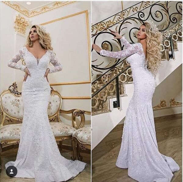 white lace mermaid v neck long sleeve vintage wedding dresses abito da sposa satin wedding gowns nigeria
white lace mermaid v neck long sleeve vintage wedding dresses abito da sposa satin wedding gowns nigeria