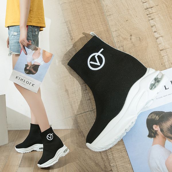 round v elevator socks shoes high heel shoes women's elasticity knitted cushion insole fashion casual sports weaver, Black
round v elevator socks shoes high heel shoes women's elasticity knitted cushion insole fashion casual sports weaver, Black