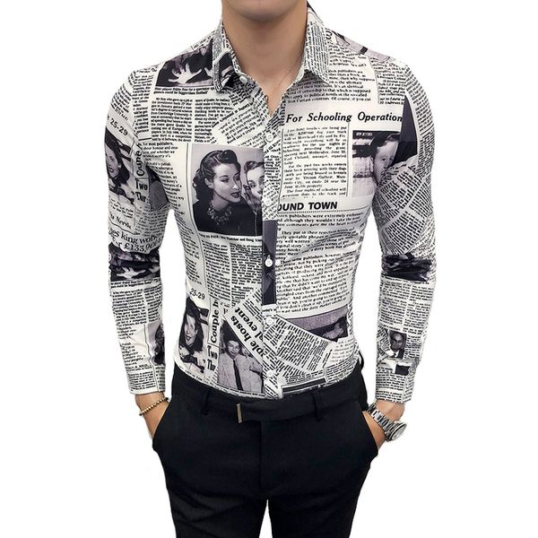 size -5xl nice new men fashion boutique shirt newspaper print casual long-sleeved shirt / mens slim leisure long sleeve, White;black
size -5xl nice new men fashion boutique shirt newspaper print casual long-sleeved shirt / mens slim leisure long sleeve, White;black