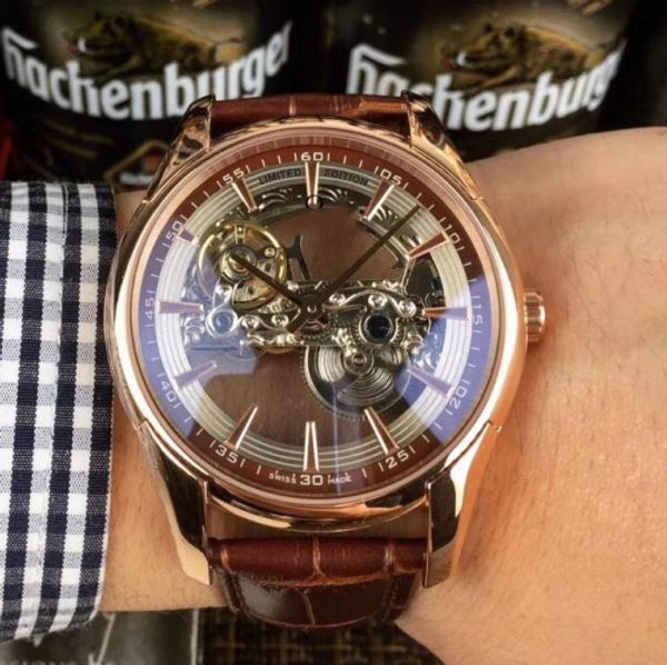 2019 skeleton rose gold automatic mens watch leather strap sapphire glass glide smooth second hand sport watches, Slivery;brown
2019 skeleton rose gold automatic mens watch leather strap sapphire glass glide smooth second hand sport watches, Slivery;brown