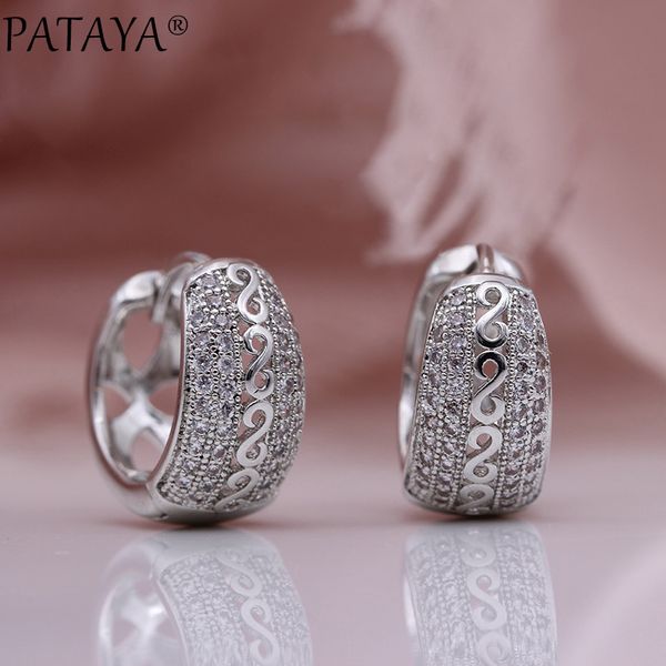 pataya new natural zircon hollow dangle earrings women fine noble fashion jewelry white gold wedding party round unique earrings, Silver
pataya new natural zircon hollow dangle earrings women fine noble fashion jewelry white gold wedding party round unique earrings, Silver
