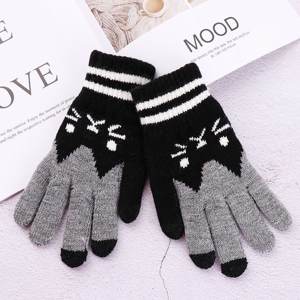 1pair women girls cat print gloves winter warm stretch wool knitted full finger mittens outdoor sports gloves christmas gifts, Blue;gray
1pair women girls cat print gloves winter warm stretch wool knitted full finger mittens outdoor sports gloves christmas gifts, Blue;gray