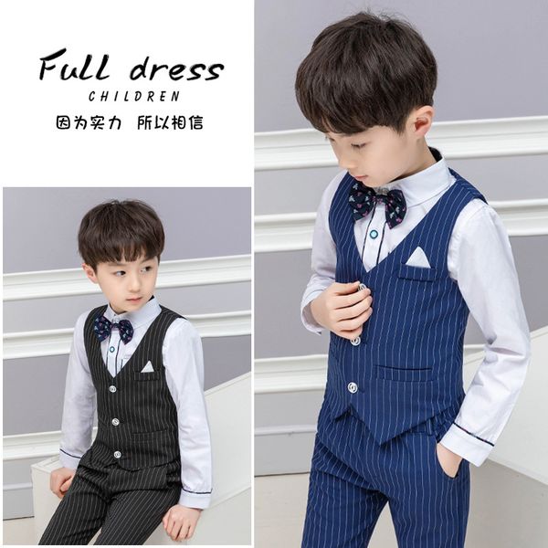 2020 boys autumn new vest two-piece suit korean striped slim-fit small suit, White
2020 boys autumn new vest two-piece suit korean striped slim-fit small suit, White