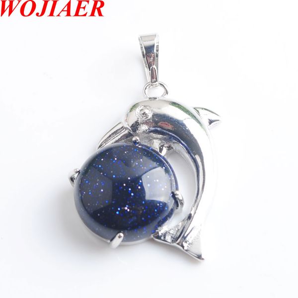 wojiaer the dolphins natural blue sand stone cabochon beads charm pendants & necklaces cute animal jewelry dn8058, Silver
wojiaer the dolphins natural blue sand stone cabochon beads charm pendants & necklaces cute animal jewelry dn8058, Silver