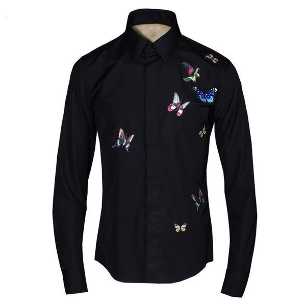 spring men butterfly embroidered wedding dress shirts slim fit office work lapel collar camisetas hombre shirt white formal top, White;black
spring men butterfly embroidered wedding dress shirts slim fit office work lapel collar camisetas hombre shirt white formal top, White;black