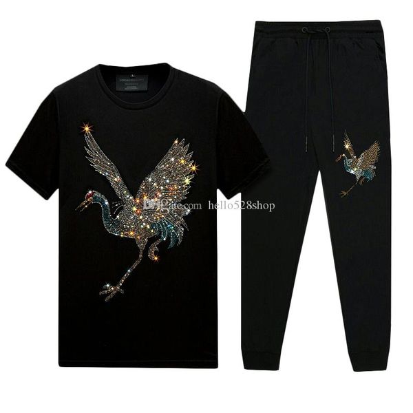 summer casual mens designer t shirts & pants set - short-sleeve rhinestone slim crew neck tee pants mercerized cotton, Black
summer casual mens designer t shirts & pants set - short-sleeve rhinestone slim crew neck tee pants mercerized cotton, Black