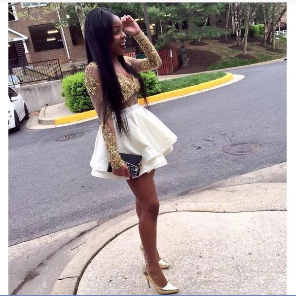 gold applique homecoming dresses 2020 long sleeve cocktail dresses backless tiered short v neck formal party gowns prom dresses, Red
gold applique homecoming dresses 2020 long sleeve cocktail dresses backless tiered short v neck formal party gowns prom dresses, Red