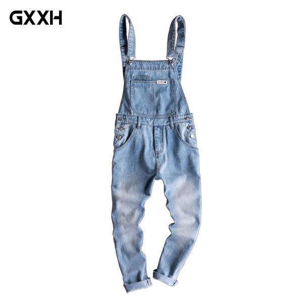 2019 men's denim jumpsuit summer light color tooling cropped pants men's big pocket slim sling pants size s l xl xxl, Blue
2019 men's denim jumpsuit summer light color tooling cropped pants men's big pocket slim sling pants size s l xl xxl, Blue