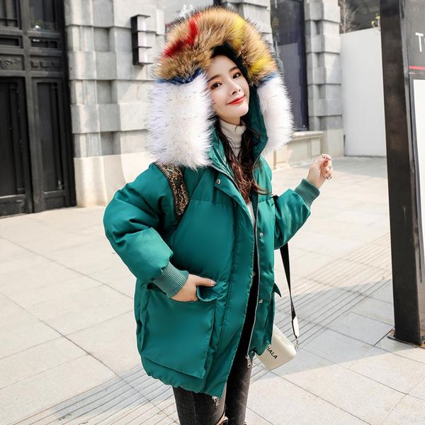 women's down & parkas winter cotton jacket fashion big fur collar thicker sequin stitching warm loose bread service coat l1725, Black
women's down & parkas winter cotton jacket fashion big fur collar thicker sequin stitching warm loose bread service coat l1725, Black
