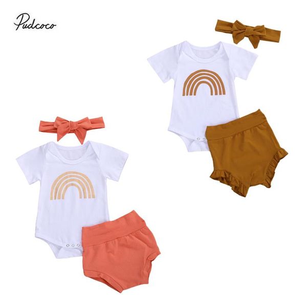 clothing sets 2021 cute 0-18m infant baby girl clothes rainbow print short sleeve romper +brown high waist ruffle shorts 2pcs cotton set, White
clothing sets 2021 cute 0-18m infant baby girl clothes rainbow print short sleeve romper +brown high waist ruffle shorts 2pcs cotton set, White