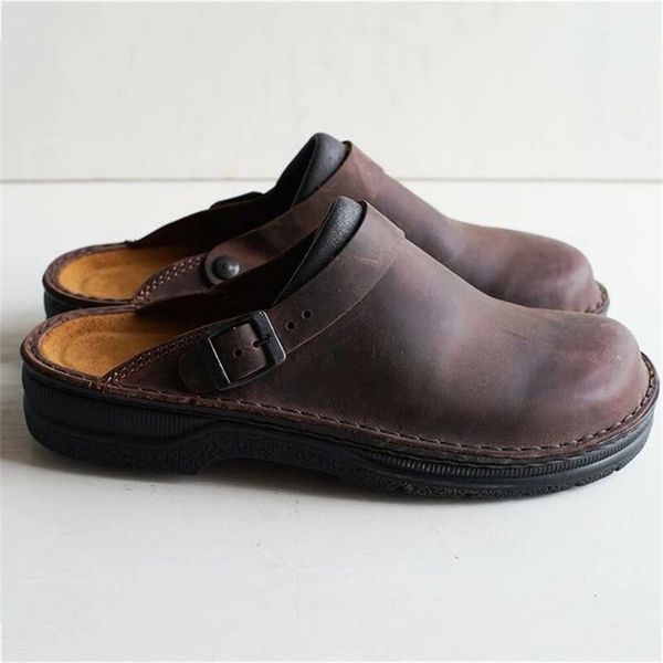 men pu leather shoes vintage slip on casual summer shoes buckle strap ourdoor beach male slippers large size 38-48 men footwear, Black
men pu leather shoes vintage slip on casual summer shoes buckle strap ourdoor beach male slippers large size 38-48 men footwear, Black