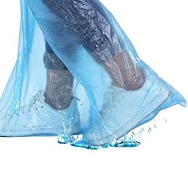 60 pairs disposable shoe cover blue rain boots and boots covered with plastic long shoe cover transparent waterproof non-slip, White;pink 
60 pairs disposable shoe cover blue rain boots and boots covered with plastic long shoe cover transparent waterproof non-slip, White;pink