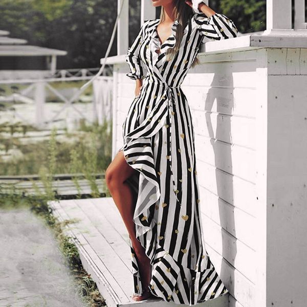 beach v neck long sleeve striped party dress women ruffles casual ladies maxi dress vestidos de fiesta noche ropa mujer, Black;gray
beach v neck long sleeve striped party dress women ruffles casual ladies maxi dress vestidos de fiesta noche ropa mujer, Black;gray