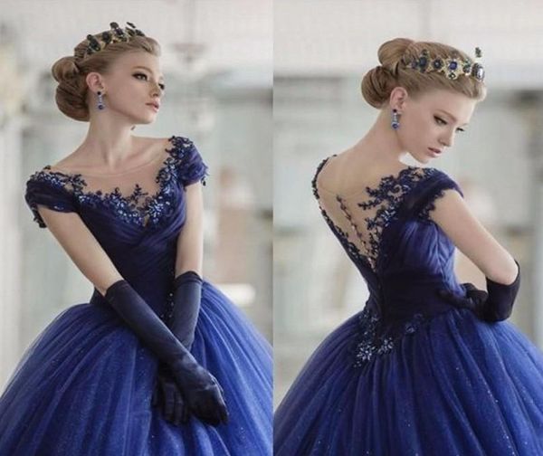ball gown navy blue quinceanera dresses scoop neck cap sleeves lace appliques organza sweet 16 party long prom evening gowns, Blue;red
ball gown navy blue quinceanera dresses scoop neck cap sleeves lace appliques organza sweet 16 party long prom evening gowns, Blue;red