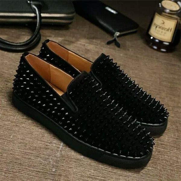 luxury designer red bottom loafers for men women genuine leather slip on platform casual sneakers spikes wedding party flats men shoes v6, Black
luxury designer red bottom loafers for men women genuine leather slip on platform casual sneakers spikes wedding party flats men shoes v6, Black