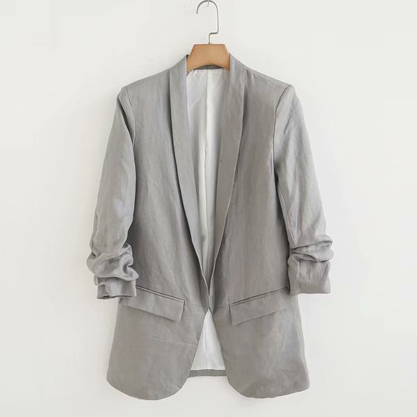 2019 summer autumn women's new style pleated sleeves simple casual large size blazer female z42, White;black
2019 summer autumn women's new style pleated sleeves simple casual large size blazer female z42, White;black