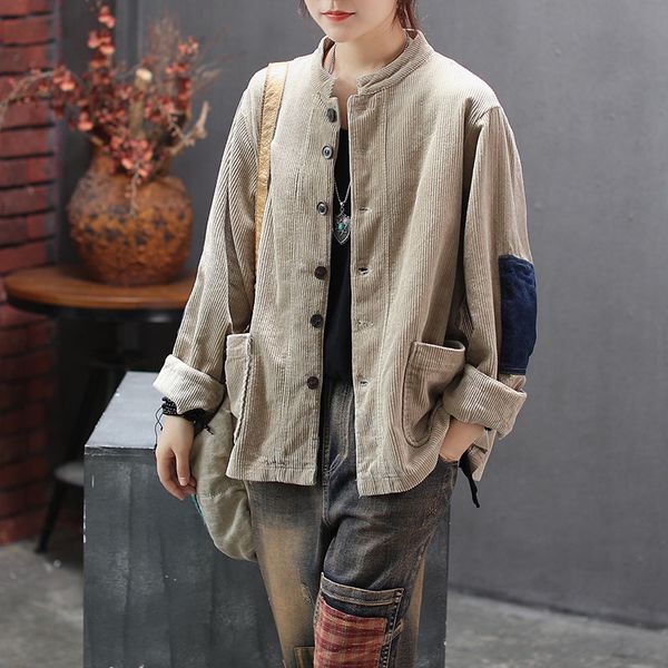 2019 autumn new arts style women long sleeve casual coats and jackets double pocket retro loose corduroy coat clothes d409, Black;brown
2019 autumn new arts style women long sleeve casual coats and jackets double pocket retro loose corduroy coat clothes d409, Black;brown