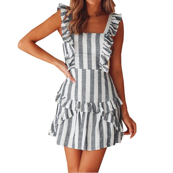 swimwear women women' striped ruffle mini dress cover up beach woman round neck sleeveless beach maxi dress #yl10, Blue;gray
swimwear women women' striped ruffle mini dress cover up beach woman round neck sleeveless beach maxi dress #yl10, Blue;gray