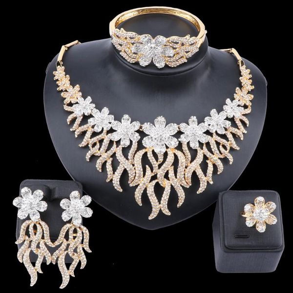african 4pcs bridal elegant six-petal flower crystal jewelry sets for women jewelry sets dubai nigeria wedding jewellery, Silver
african 4pcs bridal elegant six-petal flower crystal jewelry sets for women jewelry sets dubai nigeria wedding jewellery, Silver