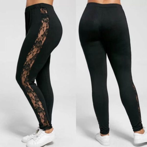 new women mesh stitching lace skinny stretch pencil pants leggings, Black
new women mesh stitching lace skinny stretch pencil pants leggings, Black