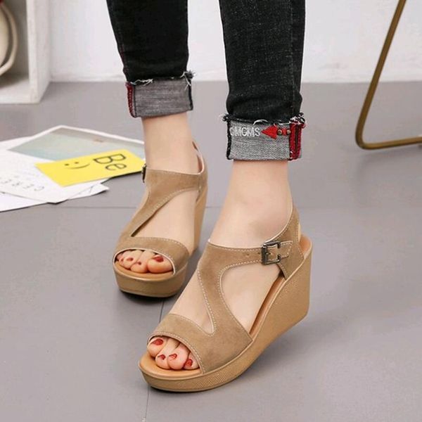 2019 summer women's roman sandals shoes solid flock wedges high heel sandals belt cross strap ladies beach sandals, Black
2019 summer women's roman sandals shoes solid flock wedges high heel sandals belt cross strap ladies beach sandals, Black