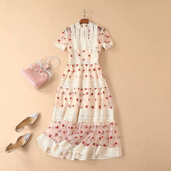 european and american women's clothing 2019 new summer with short sleeves collar heavy mesh embroidery patchwork dress, Black;gray
european and american women's clothing 2019 new summer with short sleeves collar heavy mesh embroidery patchwork dress, Black;gray