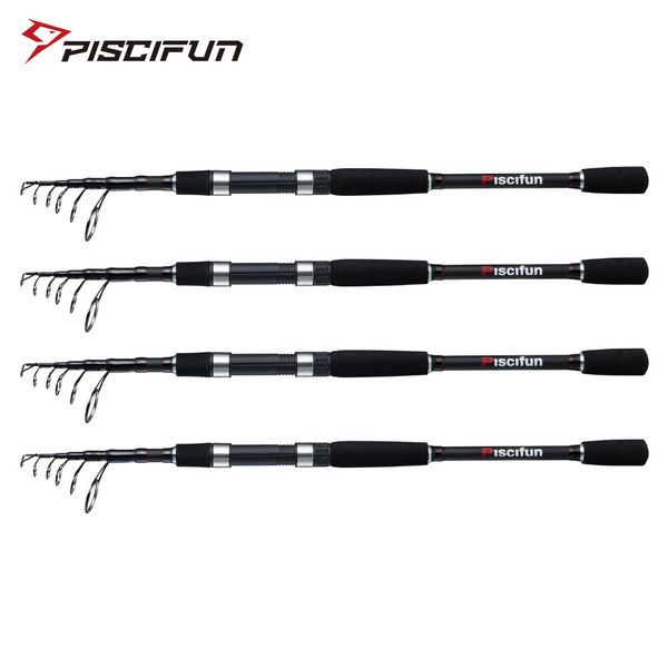 piscifun traveller spinning fishing rod 1.8m 2.1m 2.4m 2.7m 3m 3.6m power carbon fiber spinning travel rod 4-30g lure