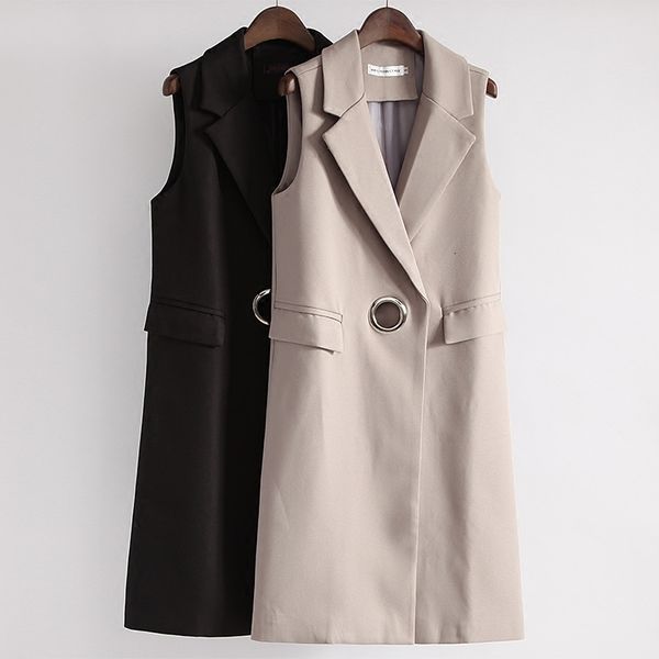 women's vests fashion pocket turn-down collar female vest long slim spring sleeveless cardigan waistcoat suit coat, Black;white
women's vests fashion pocket turn-down collar female vest long slim spring sleeveless cardigan waistcoat suit coat, Black;white