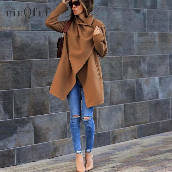 turn-down collar women's coats autumn winter elegant mid length ladies jackets outwear loose oversize pockets solid overcoats, Black
turn-down collar women's coats autumn winter elegant mid length ladies jackets outwear loose oversize pockets solid overcoats, Black