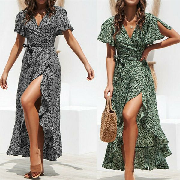 new style women's boho long dress polka dot ruffle sleeveless v-neck party evening short sleeve irregular sundress fashion hot, Black;gray
new style women's boho long dress polka dot ruffle sleeveless v-neck party evening short sleeve irregular sundress fashion hot, Black;gray